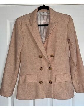 bishop + young Blush/Taupe Double-Breasted Blazer